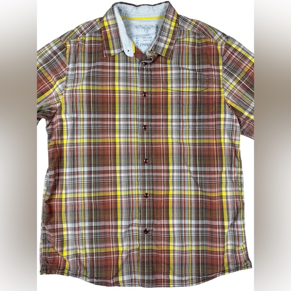 Prana Casual Long Sleeve Button Down Red Yellow Brown Vintage Large - Picture 4 of 10